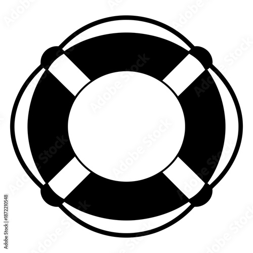 Life Buoy Symbol Icon Silhouette Vector on White Background