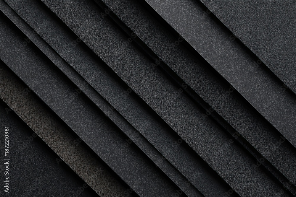 Obraz premium Abstract Dark Geometric Diagonal Layers with Textured Surface and Deep Shadow Effects