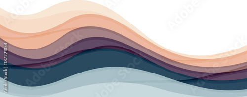 Wavy abstract design with multiple colored layers on a white background