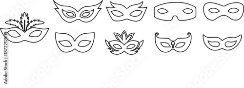 Black mask vector icon collection. Different masks silhouette isolated on white background. Set
