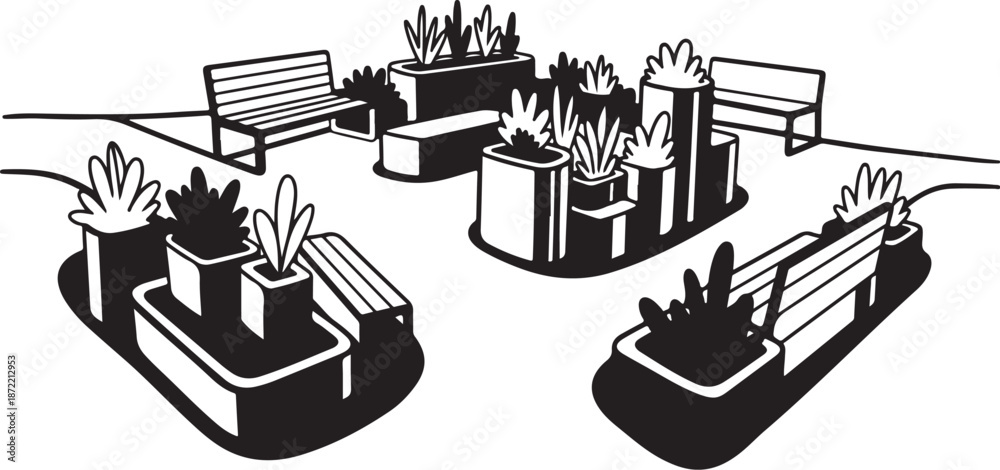 Obraz premium Modern Urban Park Seating Area Design Concept
