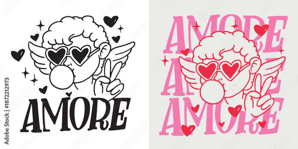 Fototapeta premium Valentine's Day core. Hand drawn doodle lettering quote about Love. Lettering for t-shirt design, mug print, bag print, clothes fashion. 100% hand drawn vector image.