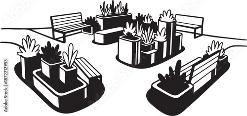 Modern Urban Park Seating Area Design Concept