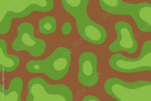 Abstract blob kiwi cloud pattern with green brrown