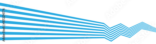 Blue on white Abstract diagonal line zigzag banner with 3d dimensional effect