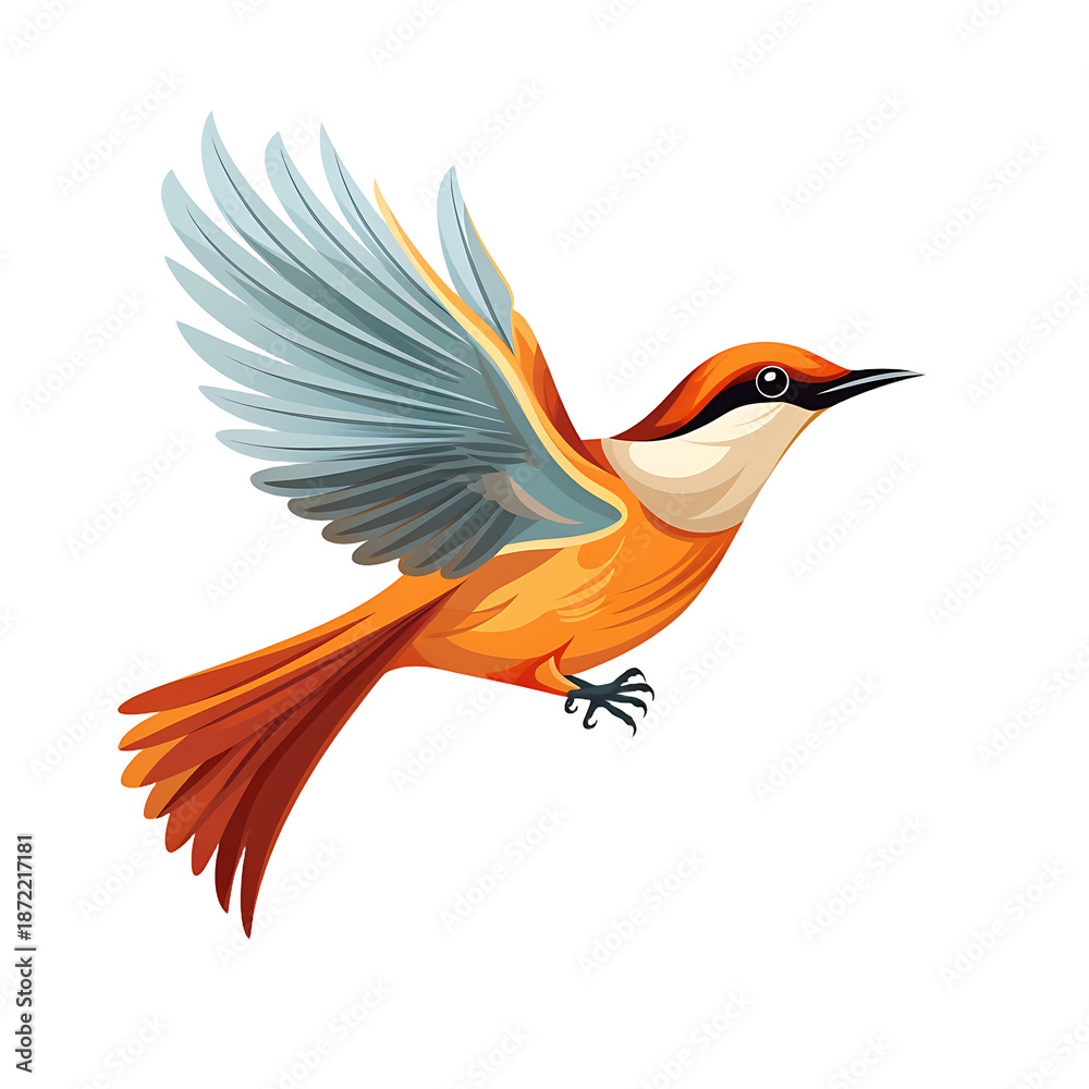 Obraz premium Colorful Cartoon Bird Flying Vector Illustration