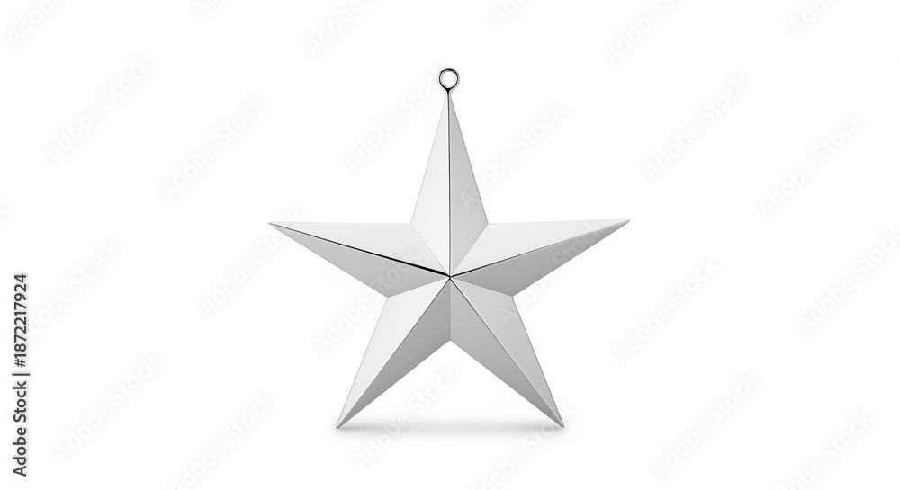 Obraz premium Minimalist clean edges isolated white star ornament for christmas decor