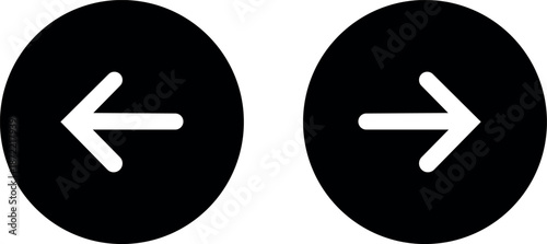 Left and right swipe arrow icons, backward and forward directional arrows, vector illustration on transparent background for app, UI, and website button
