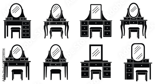 Vanity dressing tables with stools in various designs and styles for bedroom