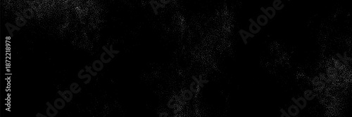 White grain texture pattern of soft spray and speckles on black background. Vector grunge overlay effects.