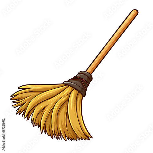 Whimsical Cartoon Broom Vector Illustration