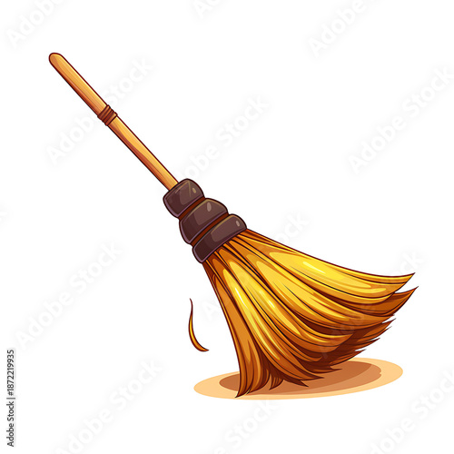 Whimsical Cartoon Broom Illustration