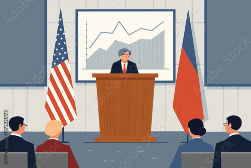 Central Bank Policy Briefing Room Vecto