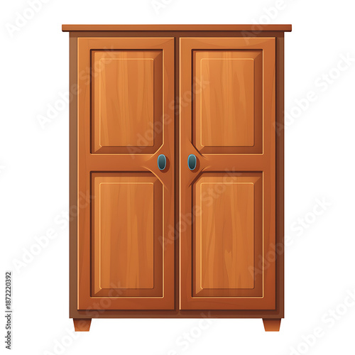 Brown Cupboard Vector Illustration on White Background
