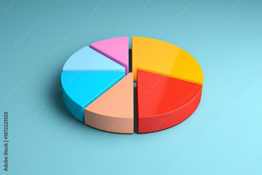 Obraz premium 3d pie chart presenting business information with separate colorful segments for data visualization purposes