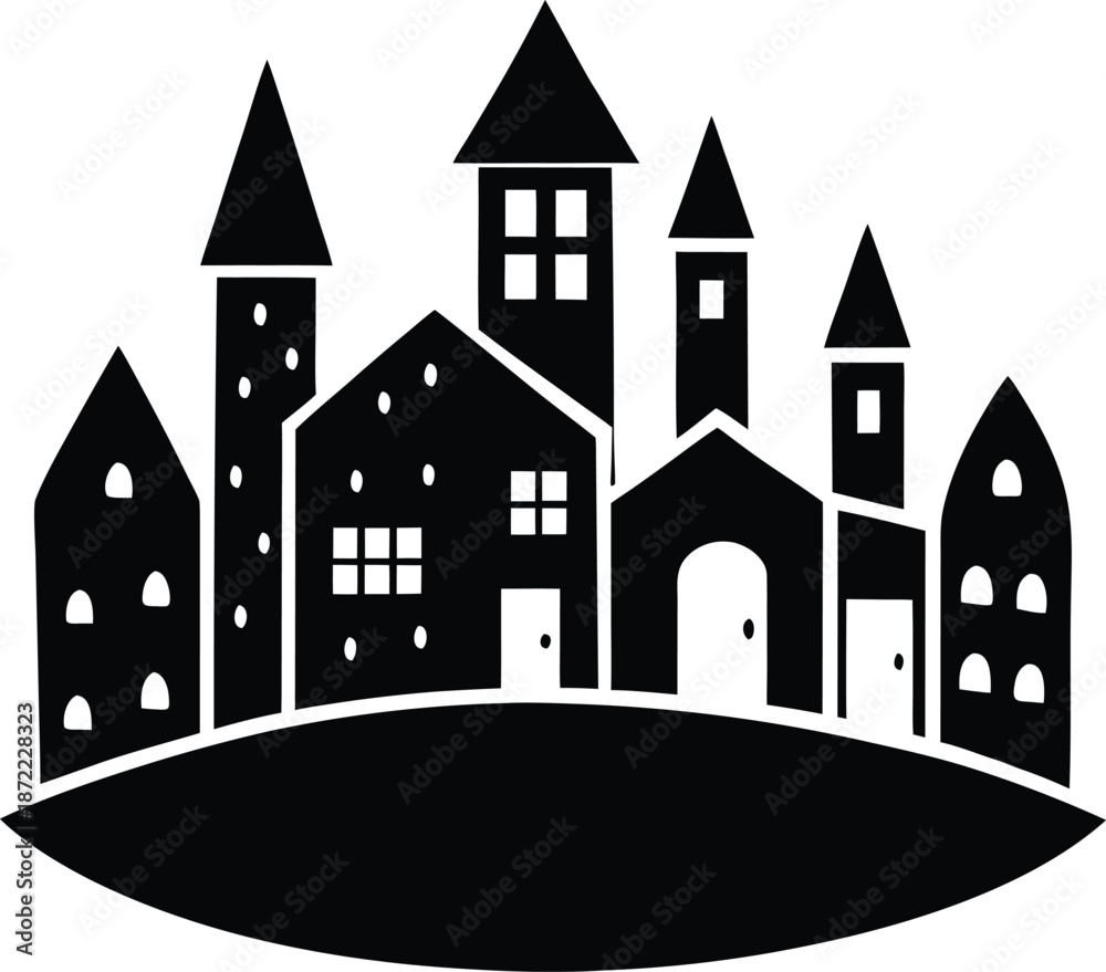 Fototapeta premium castle in the night vector illustration