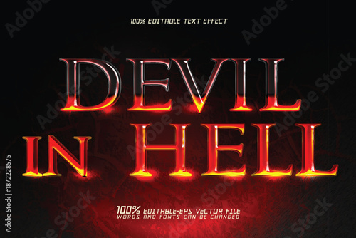devil in hell Text 3D Red Glow Metallic Editable Text Effect