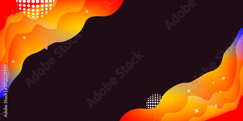Abstract Wavy Background with Gradient Shapes and Copy Space. Modern Fluid Design Template with Vibrant Orange and Red Colors