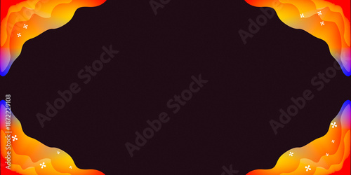 Creative abstract gradient wave frame with dark textured background. Modern background with copy space in the center.