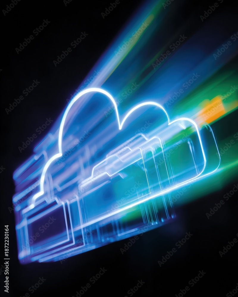 Fototapeta premium Premium AI Cloud Security Modern Data Migration and Intelligent Network Solutions for Tech Marketing Content