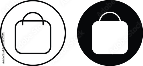 shopping bag icon set. Retail Shopping Symbols. Paper bag and tote icons. Online Shop Symbol. Commerce Sign
