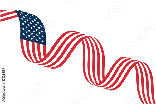 Waving American Flag Ribbon Swirl