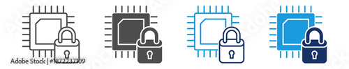 secure processor  icon set multiple concept