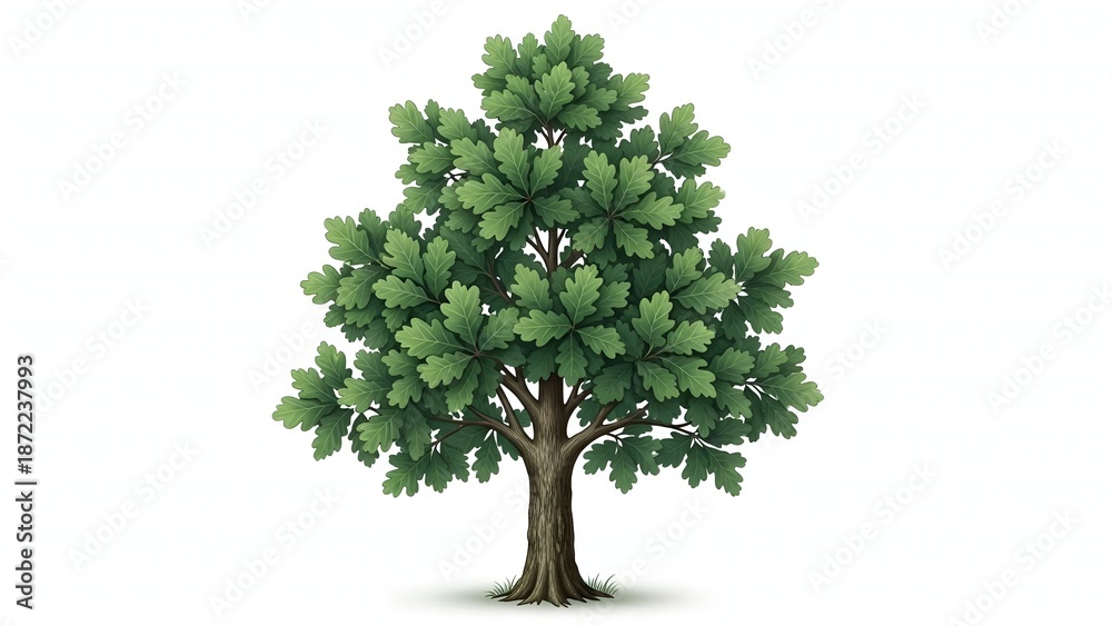 Fototapeta premium A majestic oak tree with vibrant green leaves stands tall