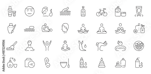 Various wellness and spa icons collection for health and beauty treatments design and relaxation