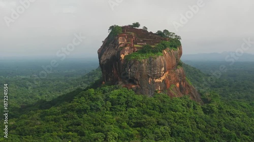 Aerial View of Sigiriya Lion Rock Rising Above the Jungle, Sri Lanka