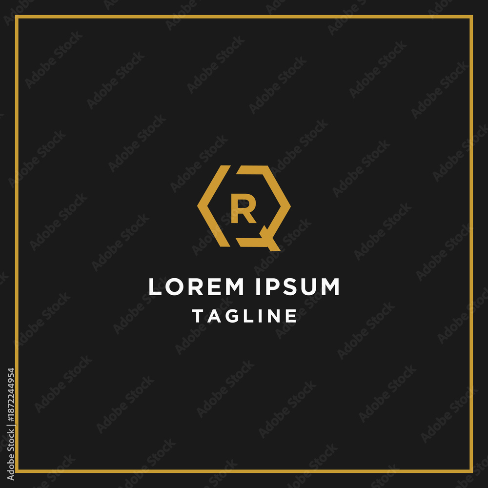 Fototapeta premium qr or rq hexagon logo