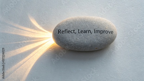 Stone reflecting light embodying self-improvement concepts