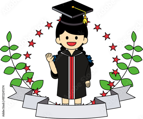 The logo of A girl in a graduation gown