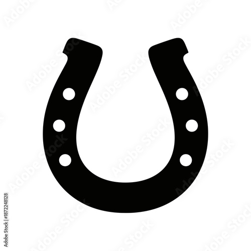 Horseshoe Silhouette Icon – Lucky Fortune Symbol Black Vector Illustration