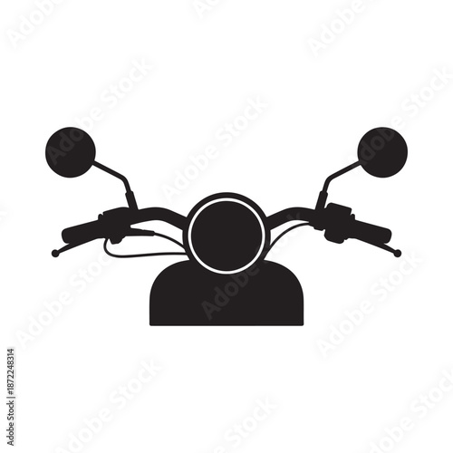 Black silhouette of a motorcycle handlebar and front headlight design