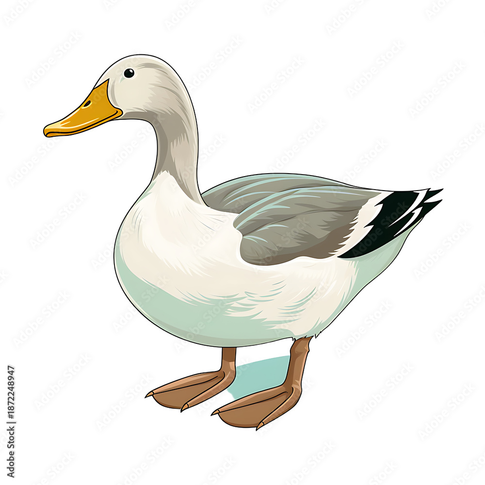 Obraz premium Top View Duck Vector Illustration Isolated