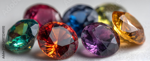 Set of bright gemstones isolated on white