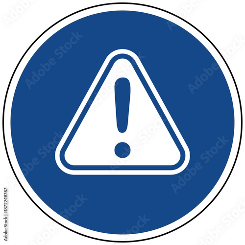 Blaues Gebotsschild Symbol Achtung Warnung Ausrufezeichen Gefahr Hinweis Icon Illustration Vektor