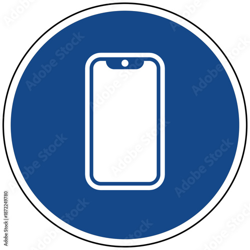 Blaues Gebotsschild Symbol Smartphone Handy Telefon Mobilgerät Technik Icon Illustration Vektor