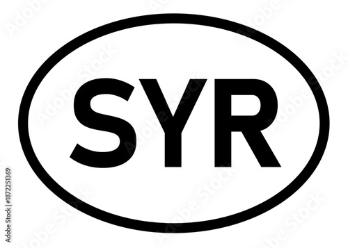 Syria country code SYR icon vector on a white background
Country code abbreviation oval sticker icon on a white background