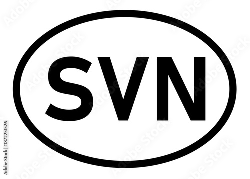 Slovenia country code SVN icon vector on a white background
Country code abbreviation oval sticker icon on a white background