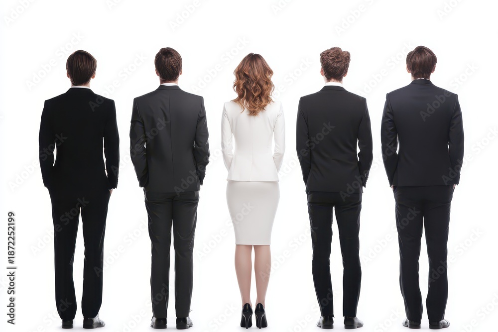 Obraz premium Back view of a group of isolated professionals
