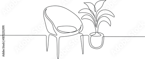 Modern chair with potted plant Vector