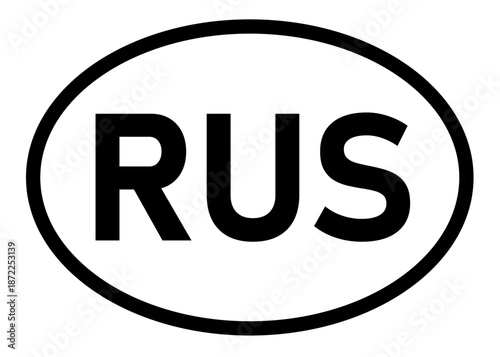Russia country code RUS icon vector on a white background
Country code abbreviation oval sticker icon on a white background