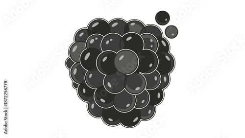 Stylized blackberry or raspberry fruit icon in monochrome vector style.