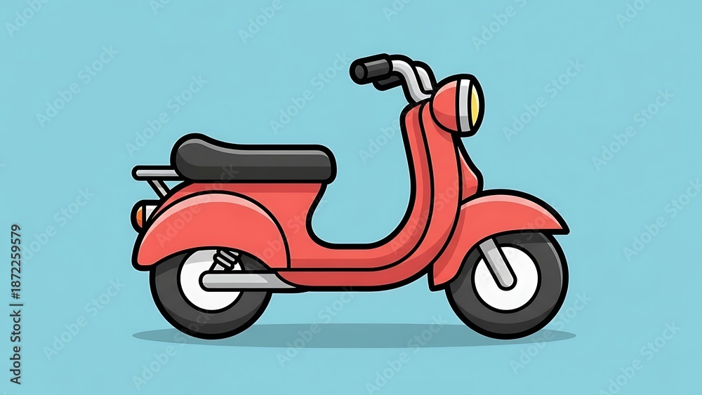 Obraz premium Red vintage style scooter on blue.