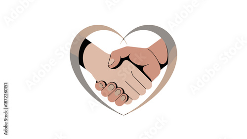 A heartwarming illustration of two hands shaking, symbolizing partnership within a heart.