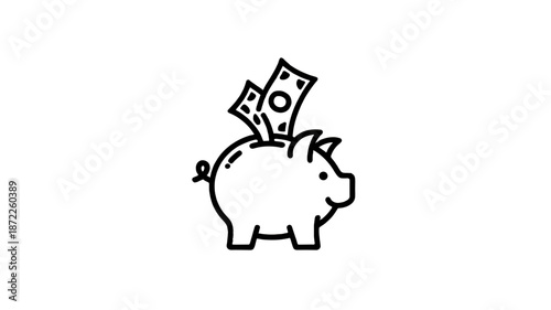 Piggy bank with money.