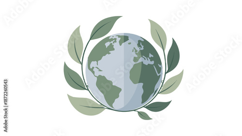 An Earth with green leaves, symbolizing the planet and environmental protection.