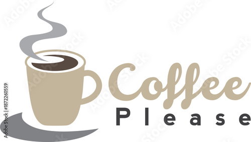 Minimalist tea and coffee logo design for cafe, bistro, and hot beverage branding, vector.